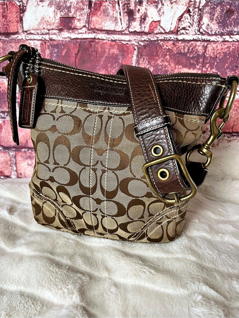 Coach Vintage Y2K Signature Canvas Duffle Crossbody Shoulder Bag 10402